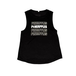 NWOT Black and White Pineapples Muscle Tee XL